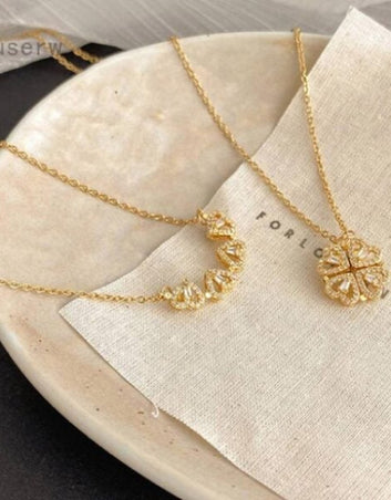 Gold-Plated Stone-Studded Short Necklace